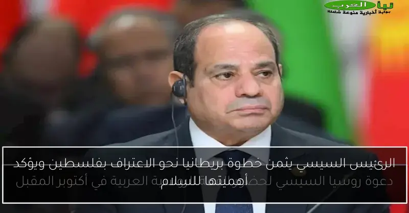 الرئيس السيسي يثمن خطوة بريطانيا نحو الاعتراف بفلسطين ويؤكد أهميتها للسلام