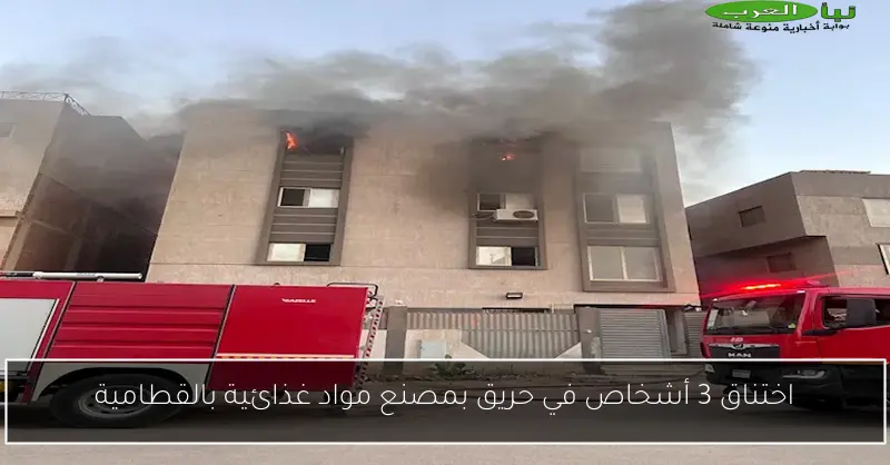 اختناق 3 أشخاص في حريق بمصنع مواد غذائية بالقطامية