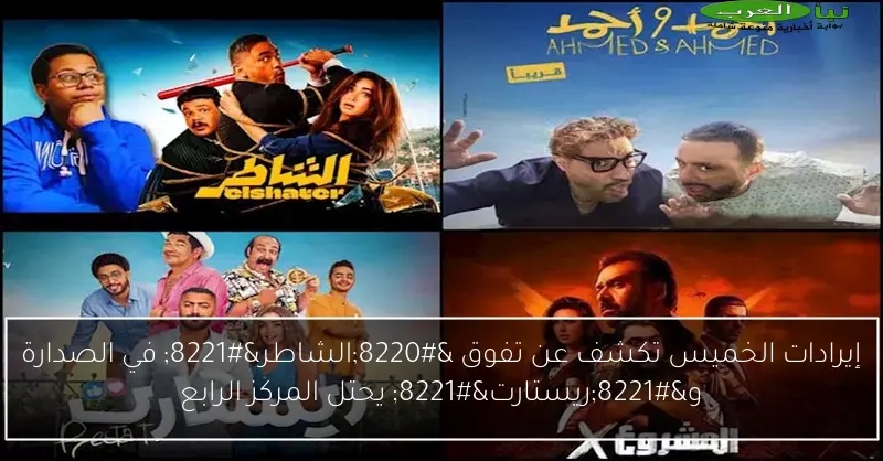 إيرادات الخميس تكشف عن تفوق “الشاطر” في الصدارة و”ريستارت” يحتل المركز الرابع