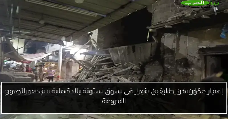 عقار مكون من طابقين ينهار في سوق ستوتة بالدقهلية.. شاهد الصور المروعة
