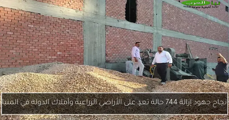 نجاح جهود إزالة 744 حالة تعدٍ على الأراضي الزراعية وأملاك الدولة في المنيا