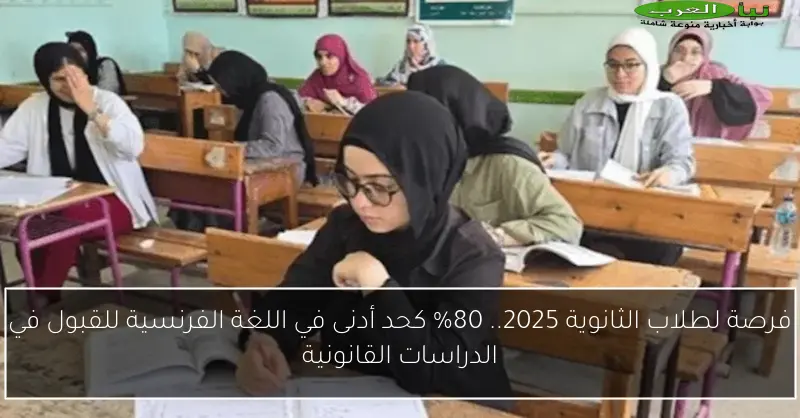 فرصة لطلاب الثانوية 2025.. 80% كحد أدنى في اللغة الفرنسية للقبول في الدراسات القانونية