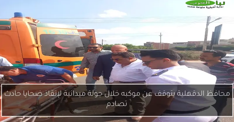 محافظ الدقهلية يتوقف عن موكبه خلال جولة ميدانية لإنقاذ ضحايا حادث تصادم