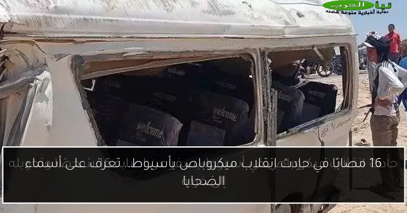 16 مصابًا في حادث انقلاب ميكروباص بأسيوط.. تعرف على أسماء الضحايا
