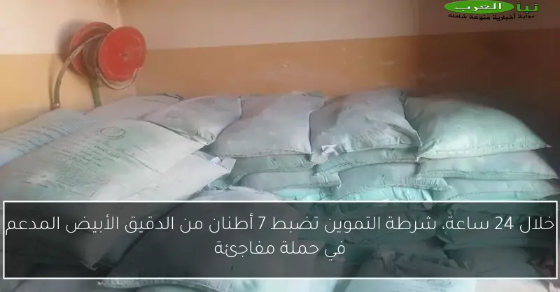 خلال 24 ساعة، شرطة التموين تضبط 7 أطنان من الدقيق الأبيض المدعم في حملة مفاجئة