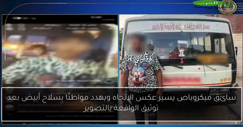 سائق ميكروباص يسير عكس الاتجاه ويهدد مواطنًا بسلاح أبيض بعد توثيق الواقعة بالتصوير