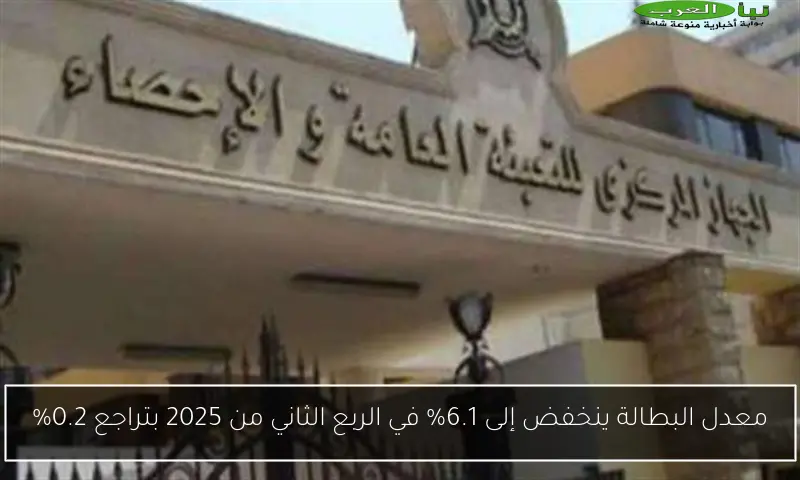 معدل البطالة ينخفض إلى 6.1% في الربع الثاني من 2025 بتراجع 0.2%