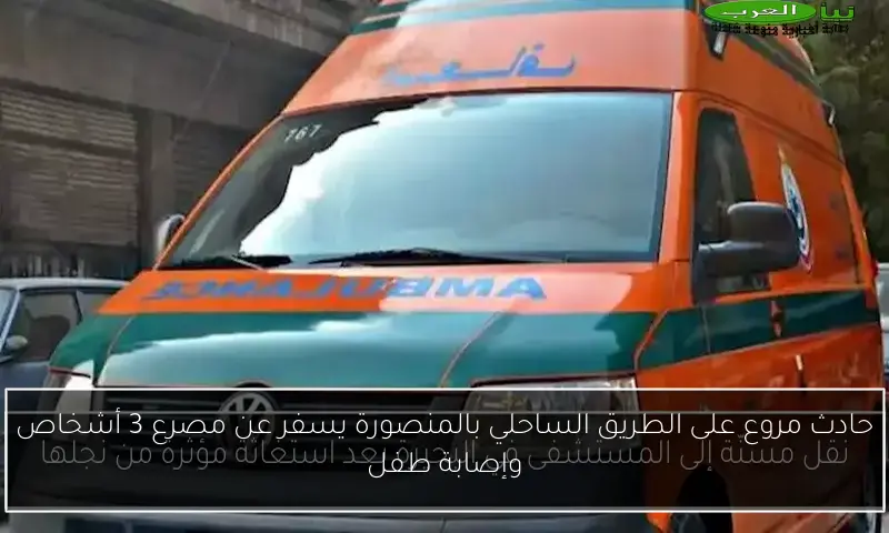 حادث مروع على الطريق الساحلي بالمنصورة يسفر عن مصرع 3 أشخاص وإصابة طفل