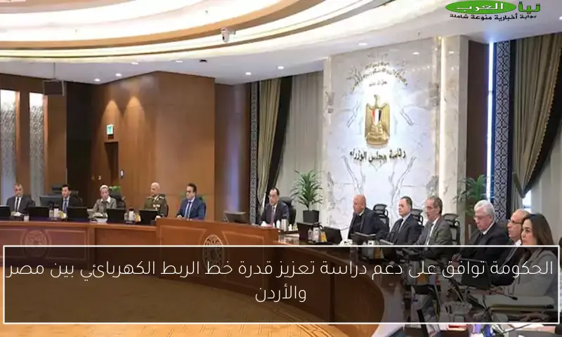 الحكومة توافق على دعم دراسة تعزيز قدرة خط الربط الكهربائي بين مصر والأردن