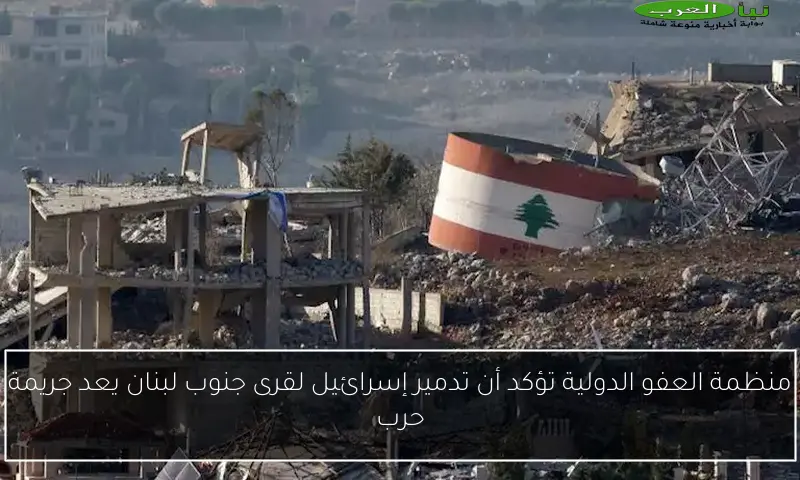 منظمة العفو الدولية تؤكد أن تدمير إسرائيل لقرى جنوب لبنان يعد جريمة حرب