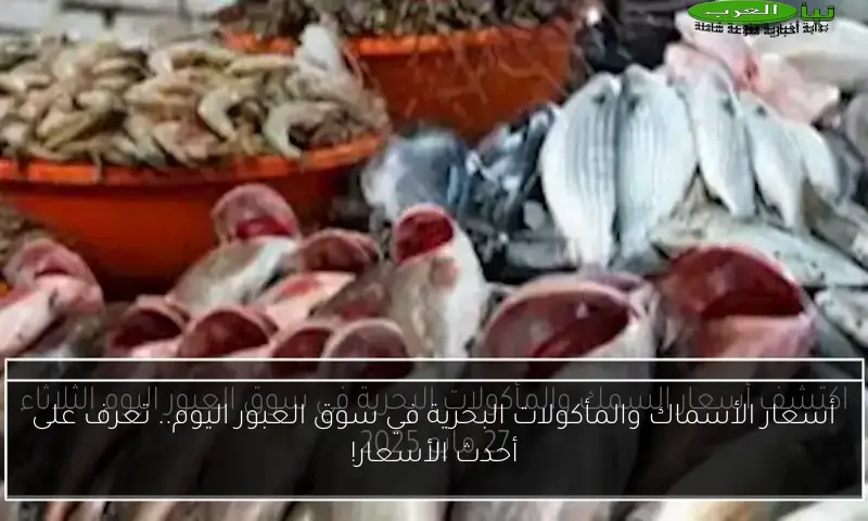 أسعار الأسماك والمأكولات البحرية في سوق العبور اليوم.. تعرف على أحدث الأسعار!