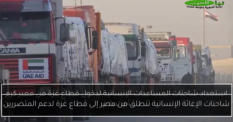 شاحنات الإغاثة الإنسانية تنطلق من مصر إلى قطاع غزة لدعم المتضررين