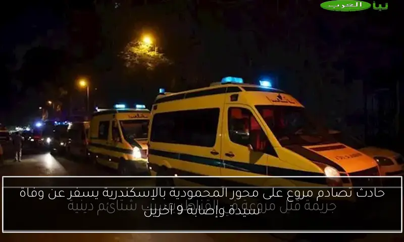 حادث تصادم مروع على محور المحمودية بالإسكندرية يسفر عن وفاة سيدة وإصابة 9 آخرين