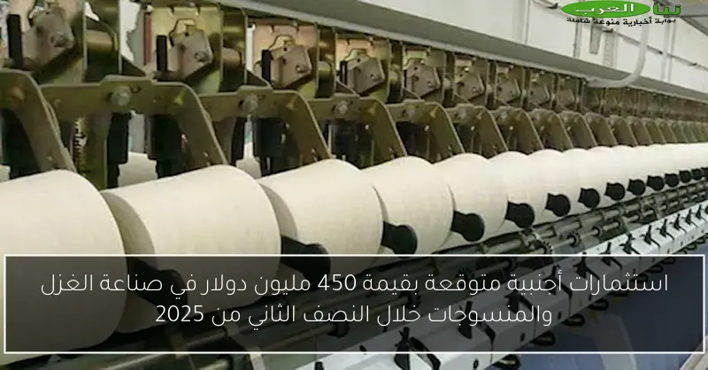 استثمارات أجنبية متوقعة بقيمة 450 مليون دولار في صناعة الغزل والمنسوجات خلال النصف الثاني من 2025