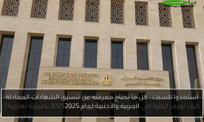 استعدوا للسبت.. كل ما تحتاج معرفته عن تنسيق الشهادات المعادلة العربية والأجنبية لعام 2025