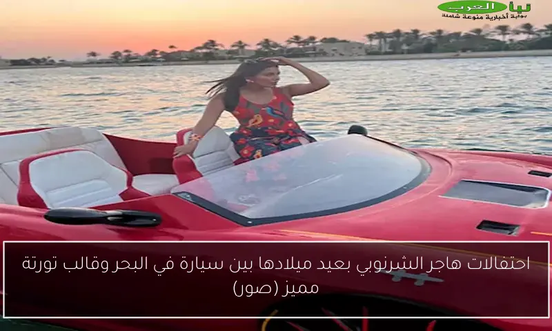 احتفالات هاجر الشرنوبي بعيد ميلادها بين سيارة في البحر وقالب تورتة مميز (صور)