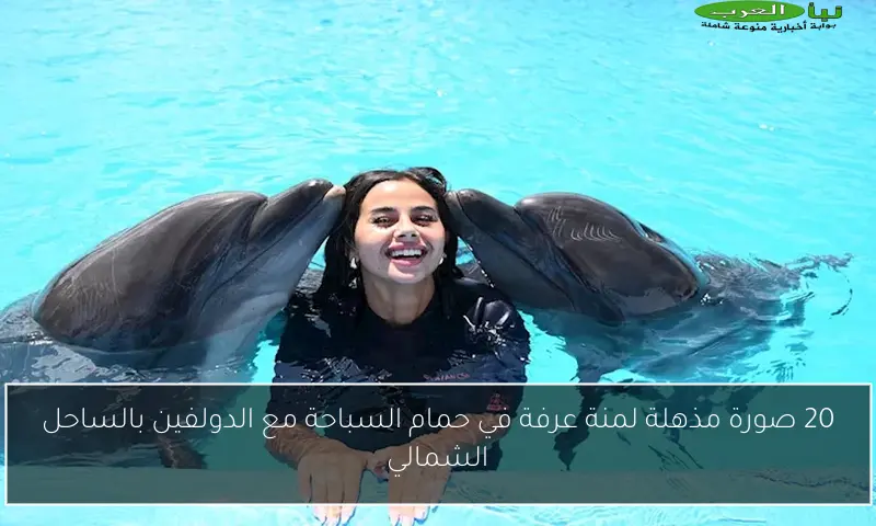 20 صورة مذهلة لمنة عرفة في حمام السباحة مع الدولفين بالساحل الشمالي