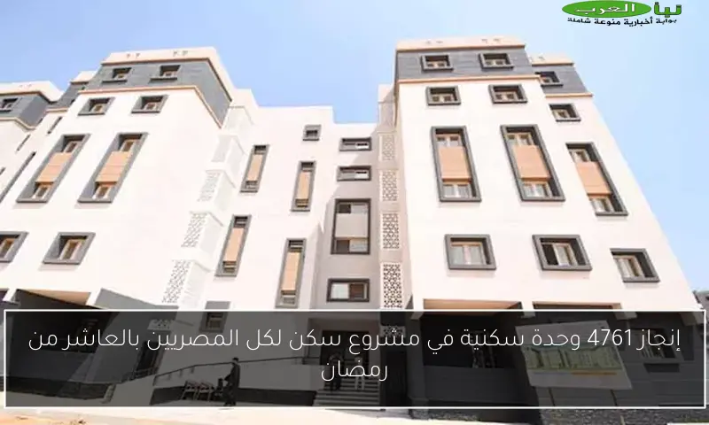 إنجاز 4761 وحدة سكنية في مشروع سكن لكل المصريين بالعاشر من رمضان