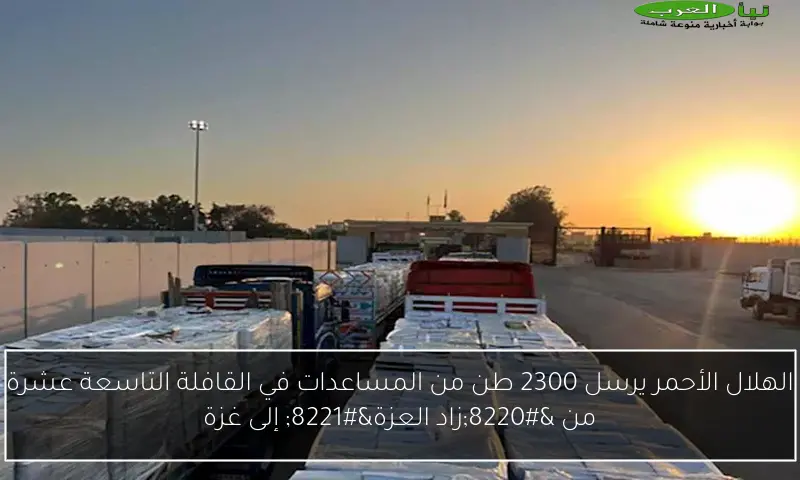 الهلال الأحمر يرسل 2300 طن من المساعدات في القافلة التاسعة عشرة من “زاد العزة” إلى غزة
