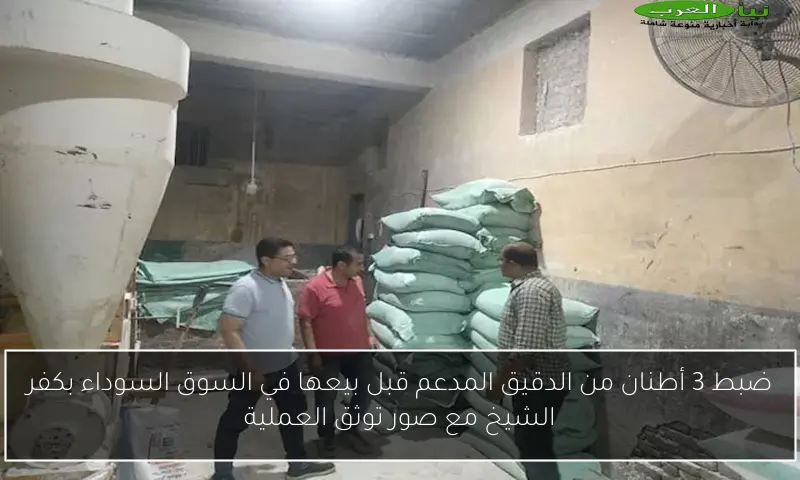 ضبط 3 أطنان من الدقيق المدعم قبل بيعها في السوق السوداء بكفر الشيخ مع صور توثق العملية