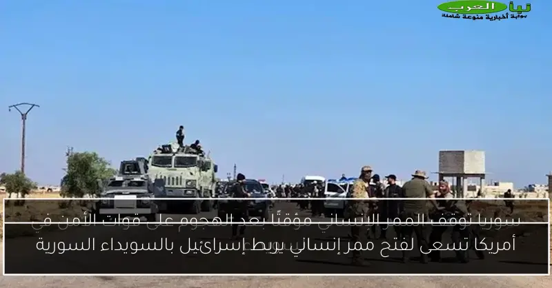 أمريكا تسعى لفتح ممر إنساني يربط إسرائيل بالسويداء السورية