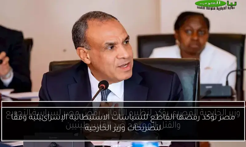 مصر تؤكد رفضها القاطع للسياسات الاستيطانية الإسرائيلية وفقًا لتصريحات وزير الخارجية