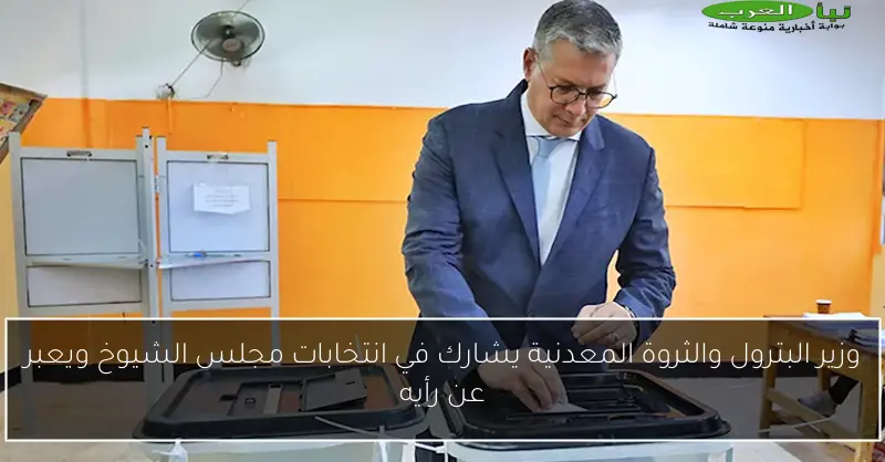 وزير البترول والثروة المعدنية يشارك في انتخابات مجلس الشيوخ ويعبر عن رأيه