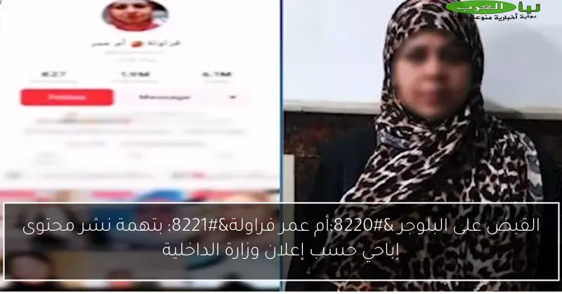 القبض على البلوجر “أم عمر فراولة” بتهمة نشر محتوى إباحي حسب إعلان وزارة الداخلية