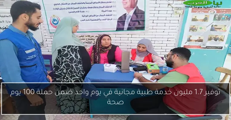 توفير 1.7 مليون خدمة طبية مجانية في يوم واحد ضمن حملة 100 يوم صحة